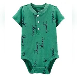 Carter's Giraffe Green Henley-Style Bodysuit Size 6 months - New With Tags